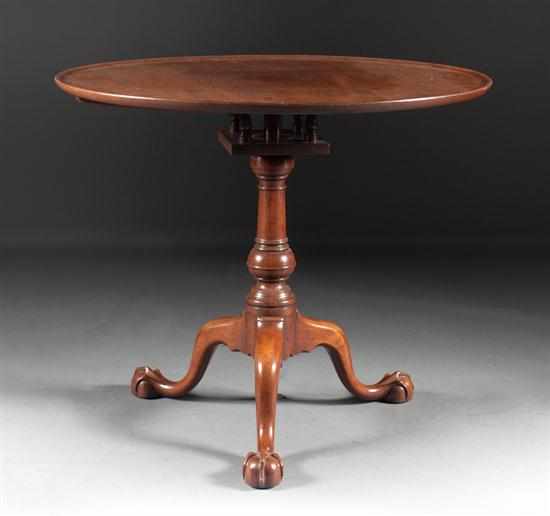 Appraisal: Kittinger Colonial Williamsburg Chippendale style mahogany tilt-top birdcage tea table