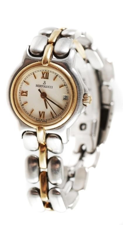 Appraisal: Bertolucci ladies k gold and stainless steel wristwatch Case about