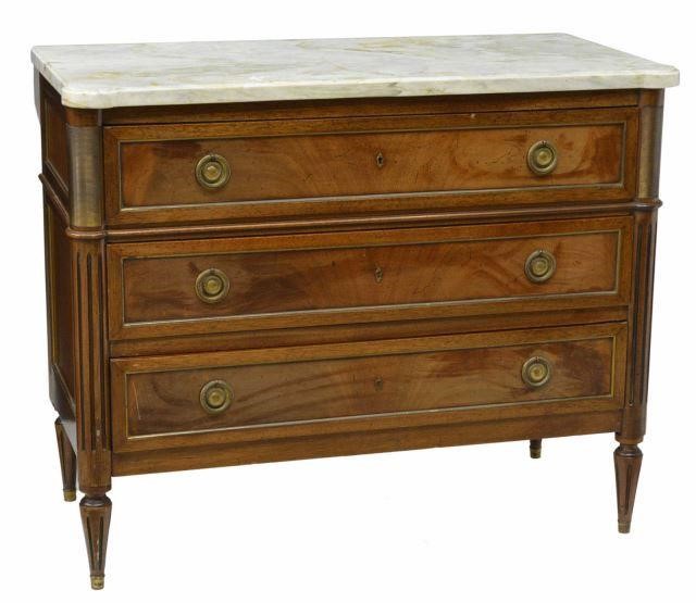 Appraisal: French Louis XVI style marble-top mahogany commode late th c