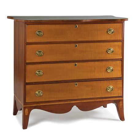 Appraisal: Federal Inlaid Mahogany and Tiger Maple Chest of Drawers Estimate