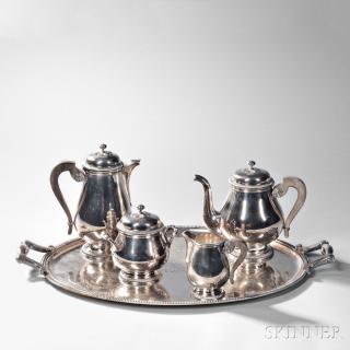 Appraisal: Christofle Coffee and Tea Service Gallia metal wood France -