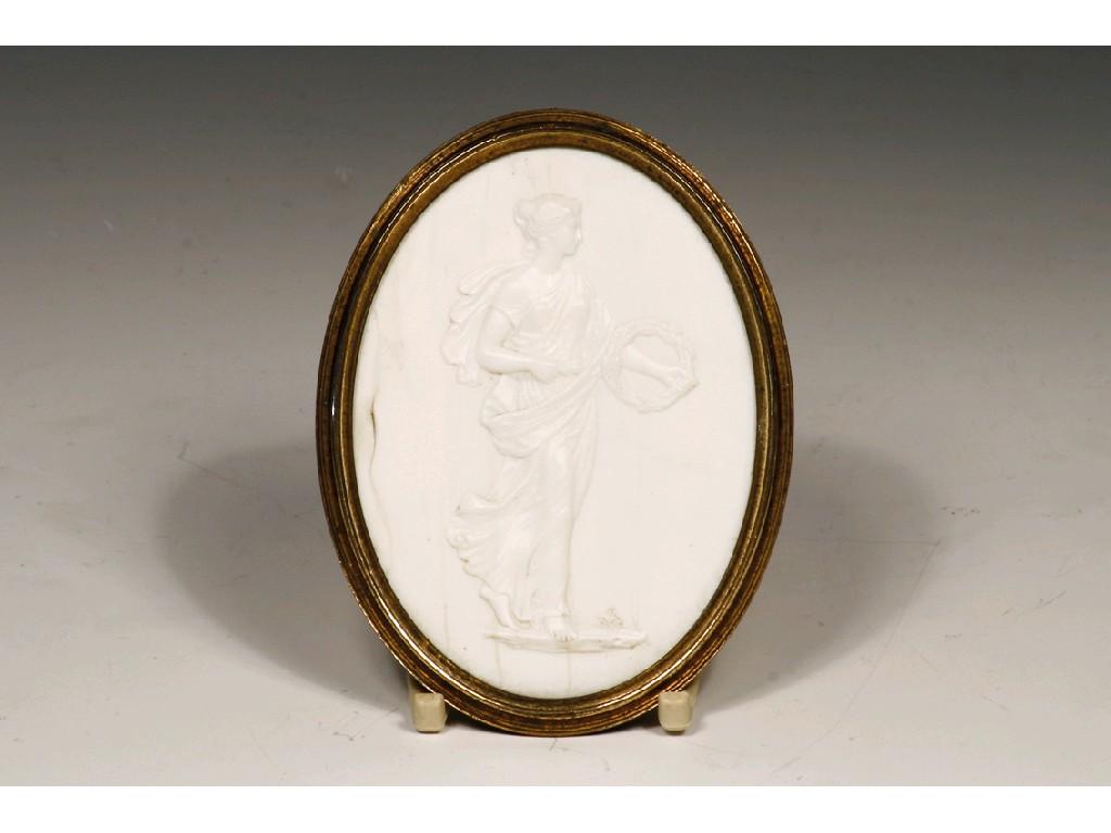 Appraisal: A WHITE PORCELAIN PANEL of oval form depicting Ceres full