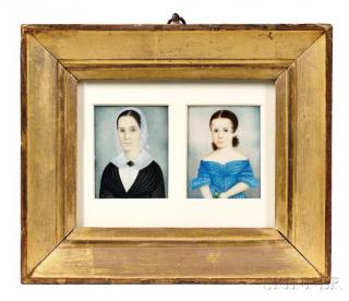 Appraisal: Clarissa Peters Russell Massachusetts - Pair of Portrait Miniatures of