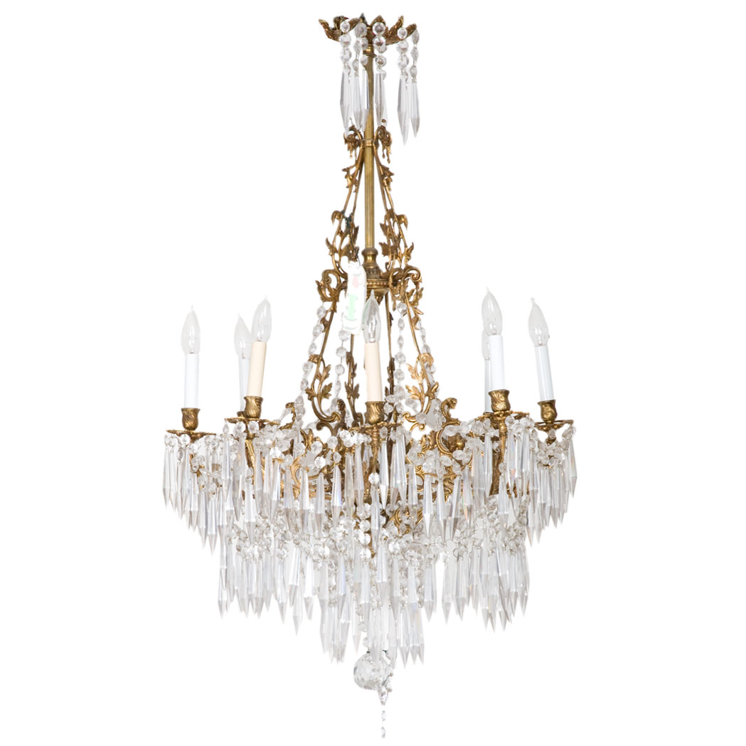 Appraisal: Neoclassical Style Gilt-Metal and Glass Eight-Light Chandelier Height inches diameter