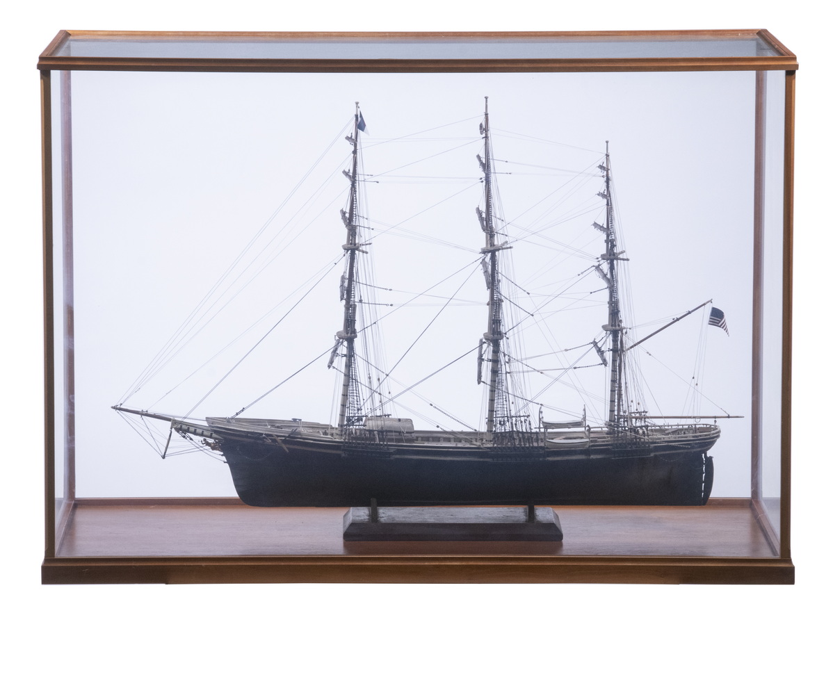 Appraisal: CASED SHIP MODEL Finely Crafted Model of an American Three-Mast