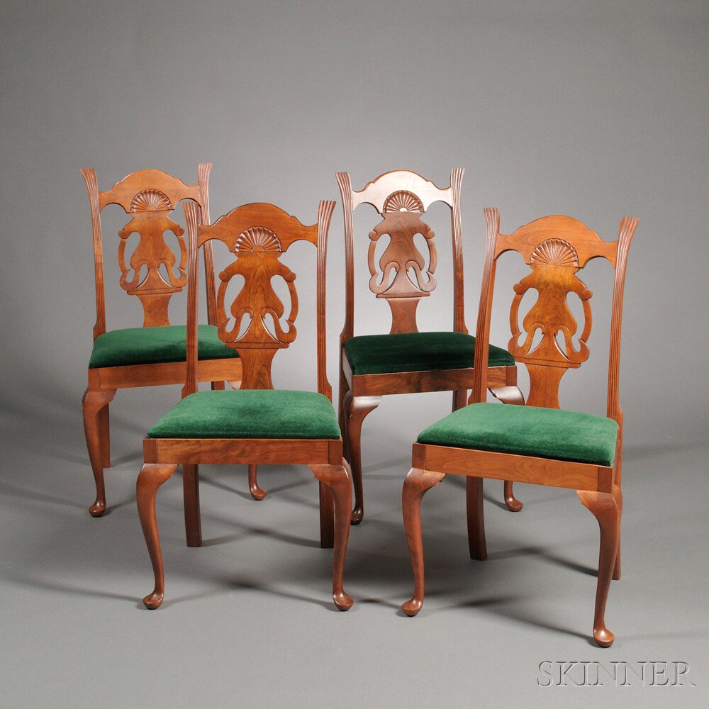 Appraisal: Set of Four Chippendale-style Dining Chairs in the Dunlap style