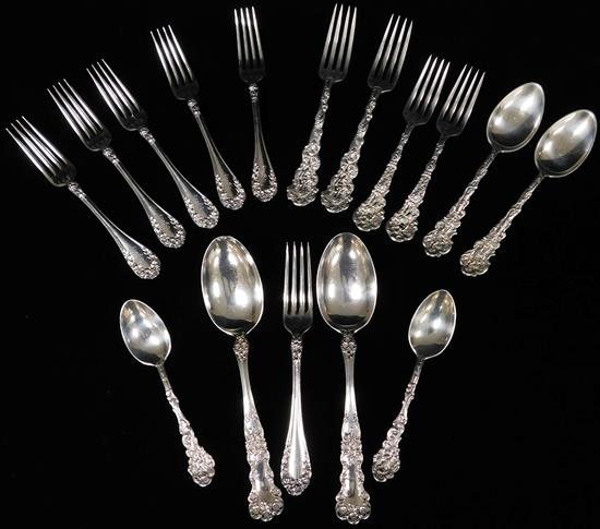 Appraisal: SILVER Assembled group of sterling silver flatware R Wallace and