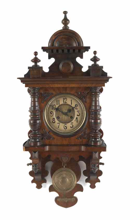 Appraisal: Vienna walnut regulator clock early th c h