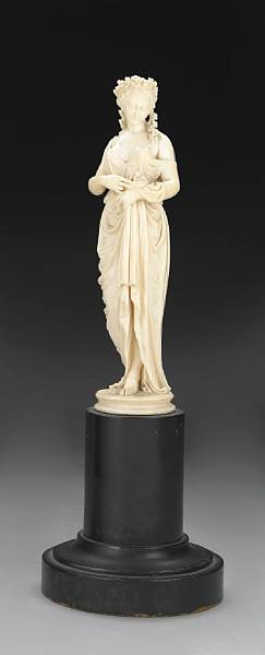 Appraisal: A French carved ivory figure of a maiden late th