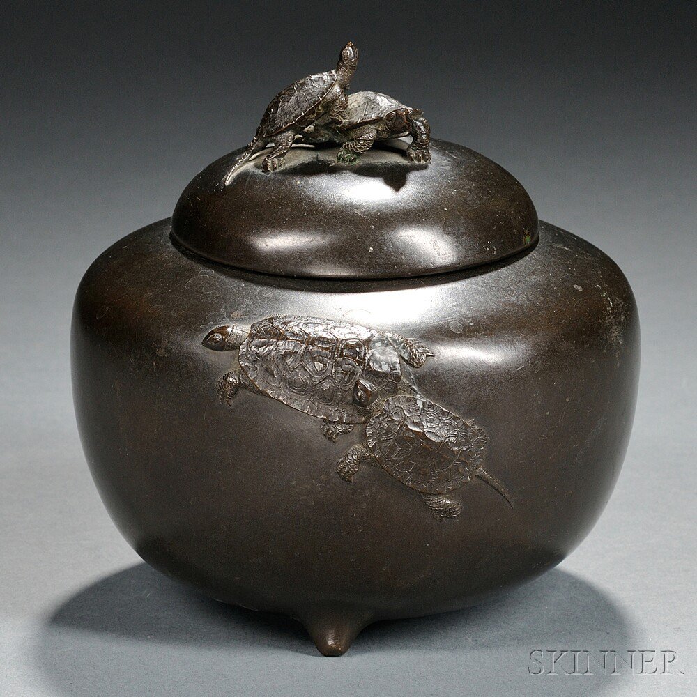 Appraisal: Bronze Covered Jar Japan th th century globular form with