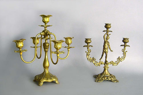 Appraisal: Art Nouveau candelabra ca stamped JB h together with a