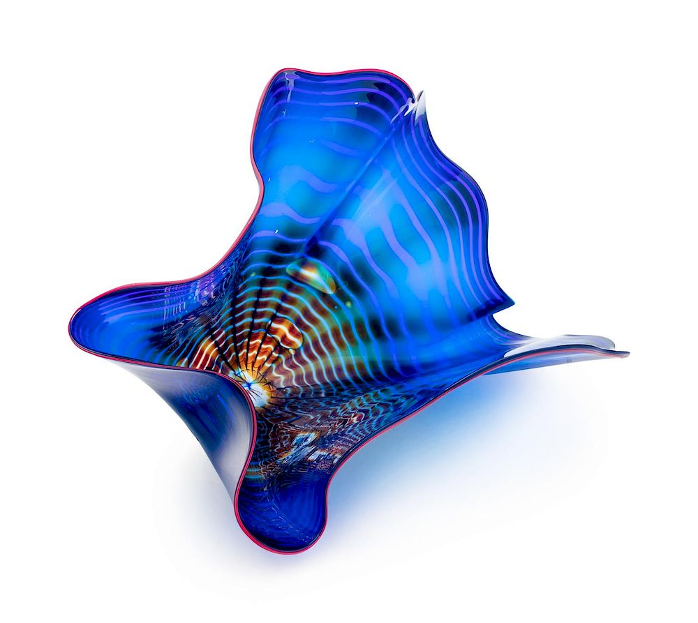 Appraisal: Dale Chihuly American b Cobalt Blue Persian Single from the