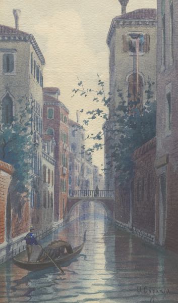 Appraisal: UMBERTO ONGANIA ITALIAN - x Venetian backwater Watercolor on paper