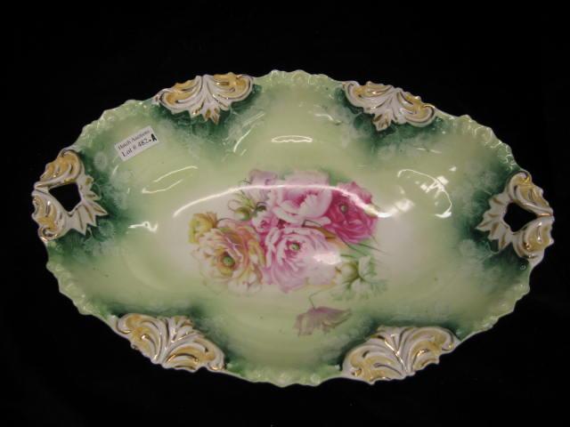 Appraisal: R S Prussia Porcelain Oval Bowl rich floral decor