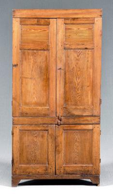 Appraisal: North Carolina corner cupboard one-case construction yellow pine throughout reverse