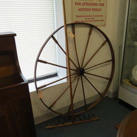 Appraisal: Antique Wooden Rake Wagon Wheel