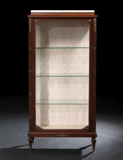 Appraisal: Napoleon III Mahogany and Marble-Top Vitrine late th century in