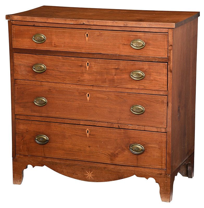 Appraisal: Virginia Federal Inlaid Walnut Four Drawer Chest Piedmont possibly Greene