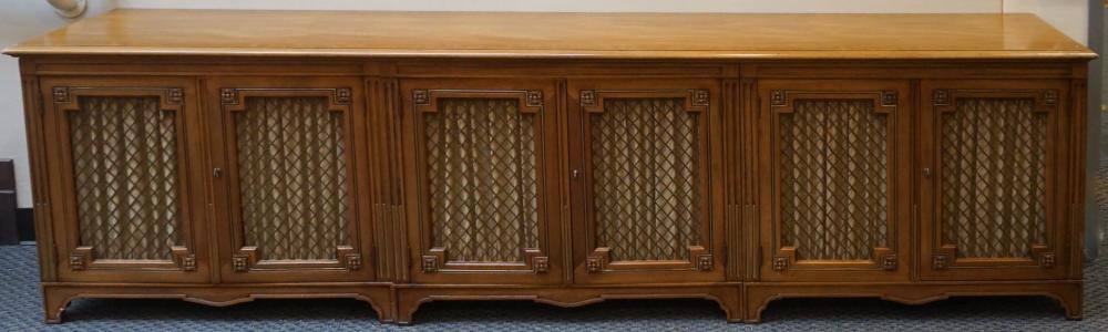 Appraisal: Henredon Fruitwood Neoclassical Style Three-Part Credenza x x in x