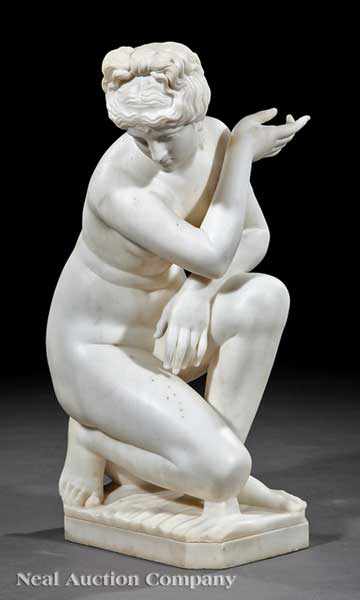 Appraisal: An Antique Continental Carrara Marble Figure of the Crouching Venus