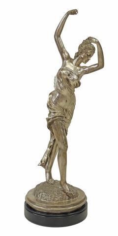 Appraisal: Silvered bronze sculpture Dancer on an ebonized plinth bronze approx