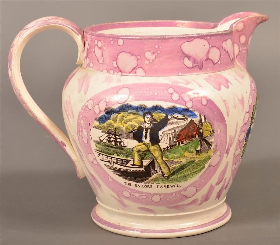 Appraisal: Sunderland Lustre Sailor's Farewell Pitcher Sunderland Lustre China Sailor's Farewell