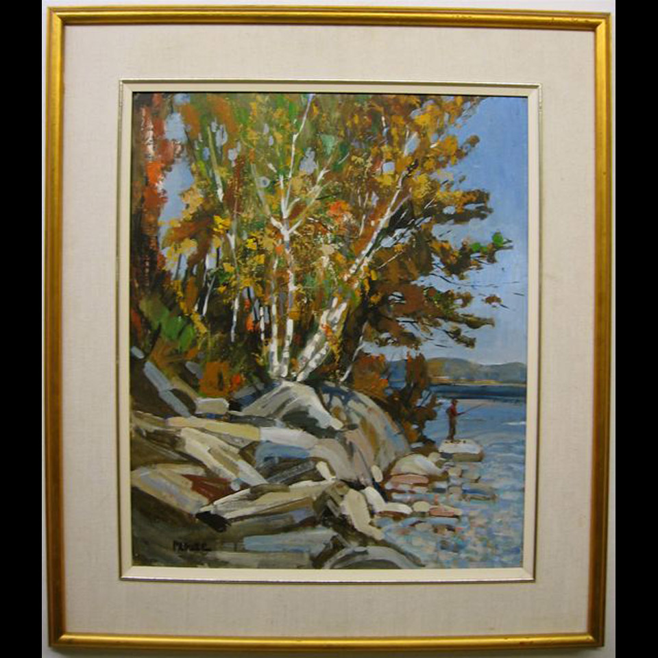 Appraisal: FISHING FROM SHORE WILLIAM PROUSE TH CENTURY CANADIAN OIL ON