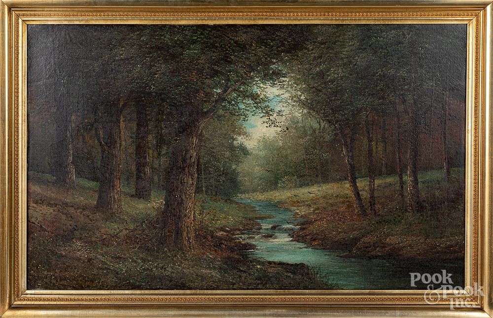 Appraisal: Jay Taylor oil on canvas wooded landscape Jay Taylor American