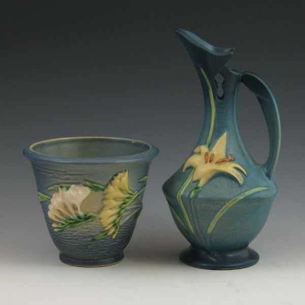 Appraisal: Roseville Zephyr Lily - '' ewer and Freesia - ''