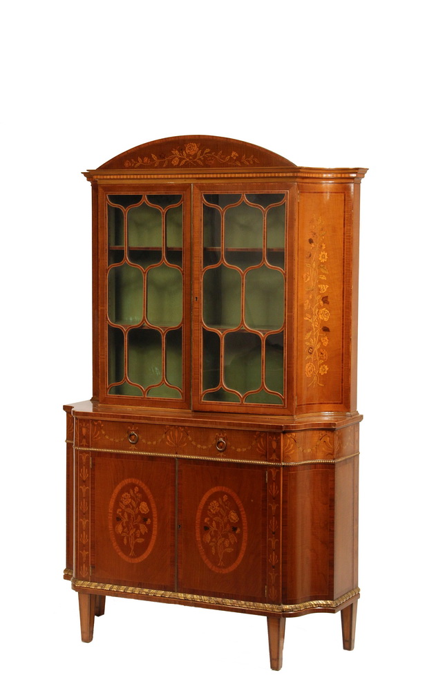 Appraisal: CHINA CABINET - High Quality Custom s Two-Part Cabinet in