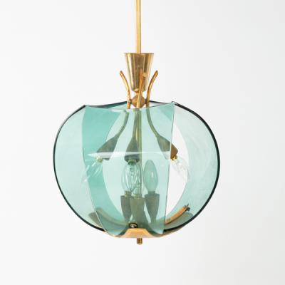 Appraisal: An Italian glass pendant light three glass panels curved around