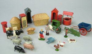 Appraisal: A collection of th century lead farmyard animals figures accessories