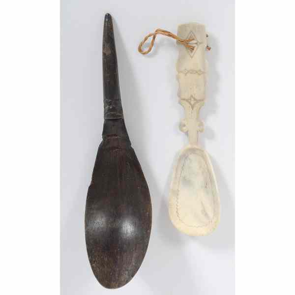 Appraisal: Lapp Bone Spoon and Northwest Coast Horn Spoon lot of