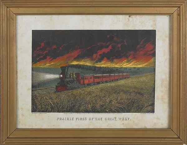 Appraisal: Currier and Ives color lithograph titled Prairie Fires of the