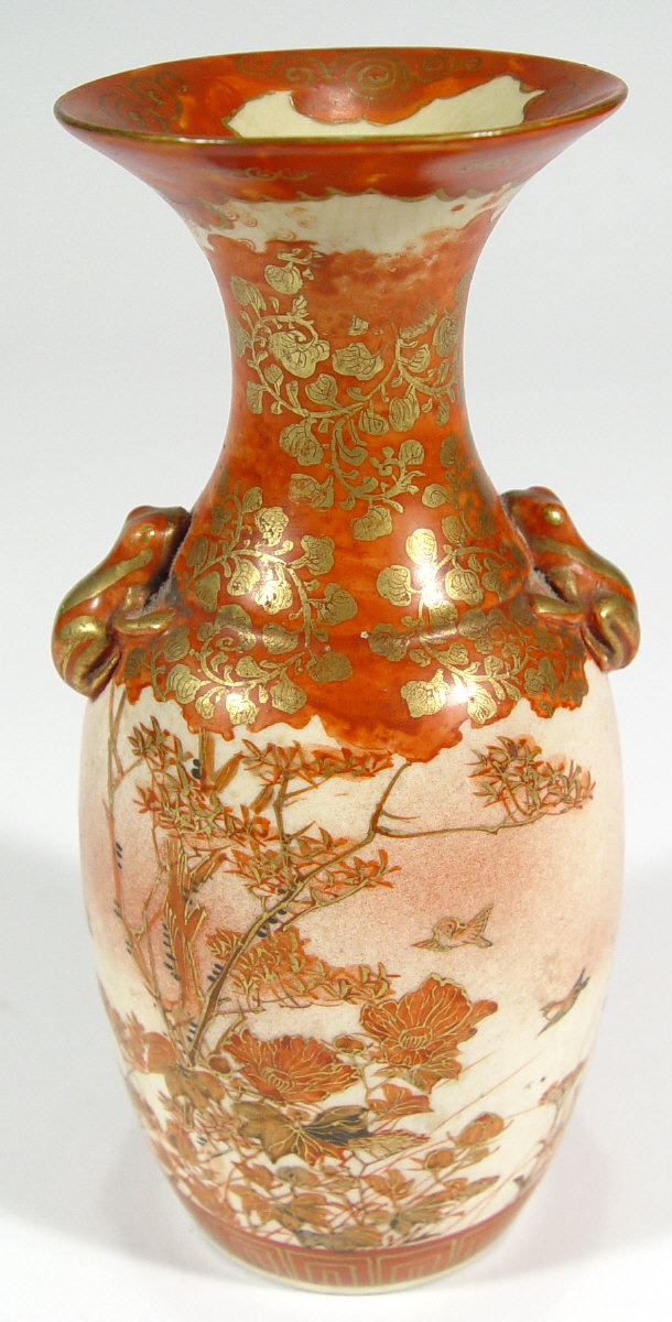 Appraisal: Japanese Kutani porcelain vase painted and gilded with flowers the