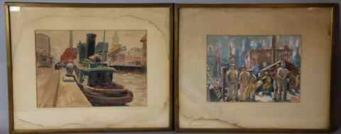 Appraisal: AARON BERKMAN AMERICAN - A PAIR OF WATERCOLORS OF BALTIMORE