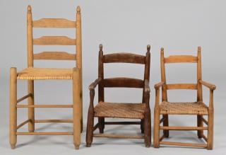 Appraisal: East TN chairs includ child armchairs Grouping of three East