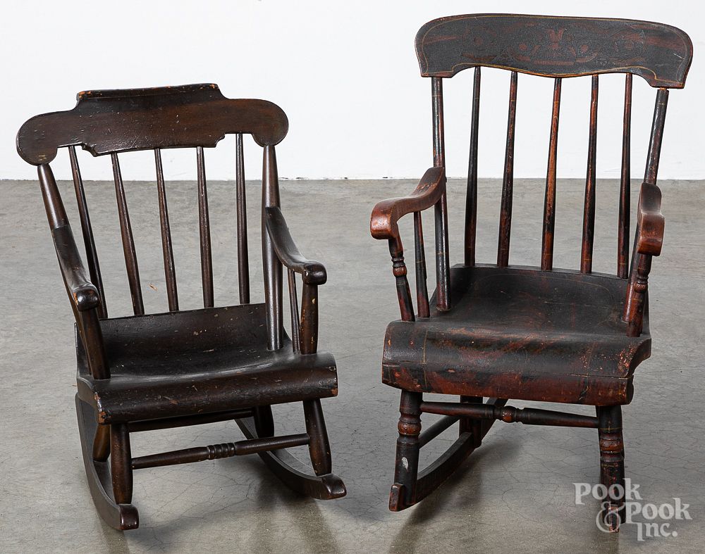 Appraisal: Two painted child's rocking chairs Two painted child's rocking chairs