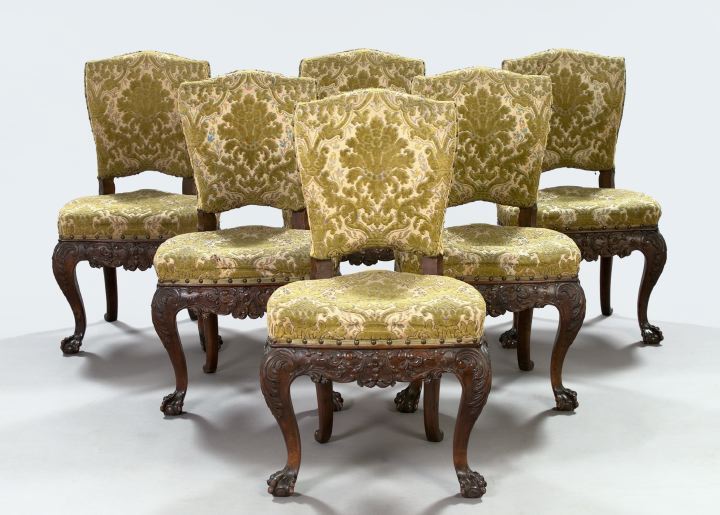 Appraisal: Suite of Six Edwardian Elaborately Carved Mahogany Dining Chairs first