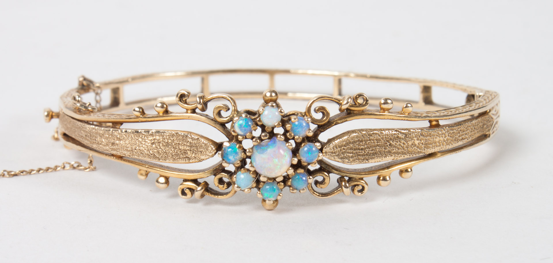 Appraisal: Lady's K florentine gold opal bangle bracelet grams Condition Safety