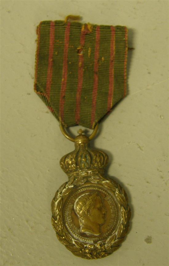 Appraisal: Napoleonic medal on green and red ribbon reverse reading Campagnes