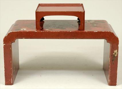 Appraisal: Chinese Red Lacquer Low Table Together with a small Chinese