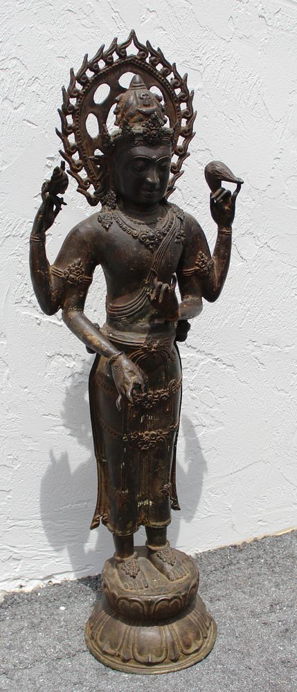 Appraisal: Large Antique Bronze Southeast Asian Figure Large Antique Bronze Southeast