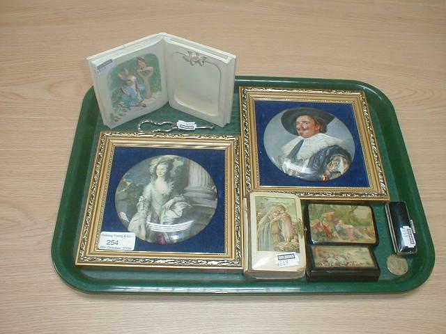 Appraisal: Two pictorial snuff boxes a child's prayer book a travelling