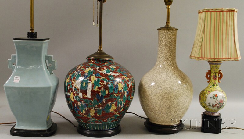 Appraisal: Four Assorted Chinese Decorated Porcelain Vase Table Lamps