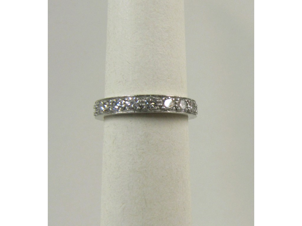 Appraisal: White metal diamond full hoop ring with brilliant cut diamonds