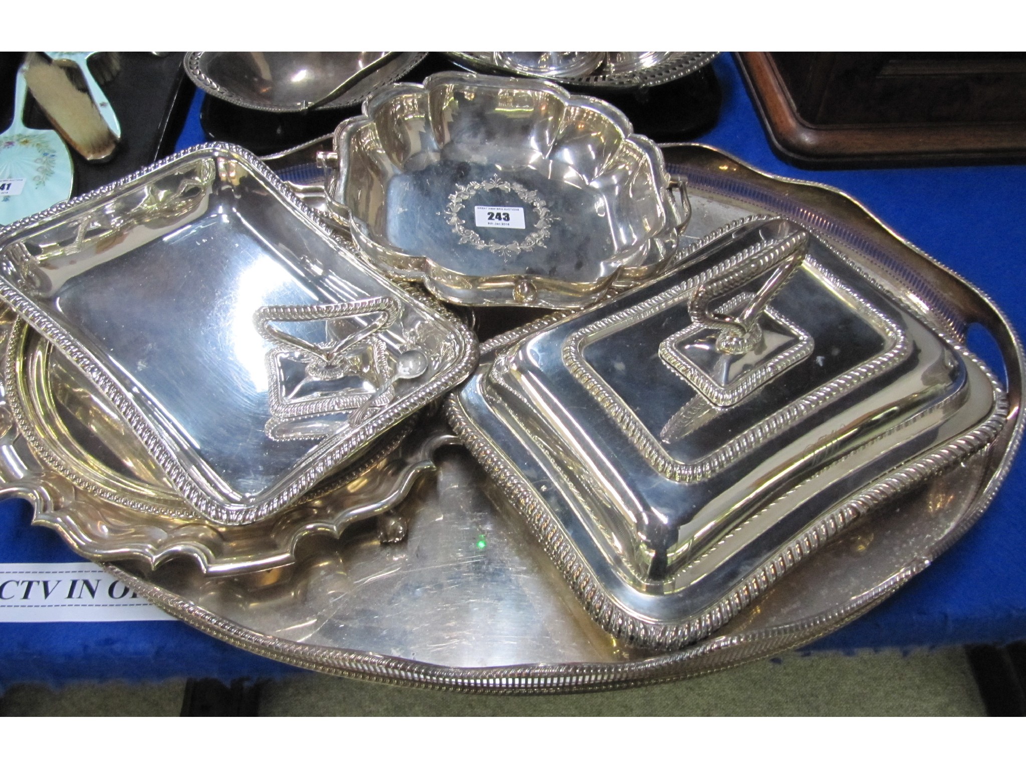 Appraisal: A lot comprising an EP tray entree dishes salver etc