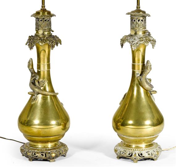 Appraisal: PAIR OF LAMPS probably French circa Brass H cm