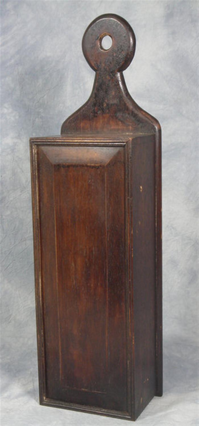 Appraisal: Mahogany wall pipe box with sliding lid dovetailed corners h