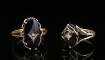 Appraisal: Two Ladies' Onyx Diamond Rings A lot of two onyx